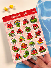 2’li Meyve Sticker Seti – 40 Adet Kiraz ve Karpuz Sticker Bullet Journal & Scrapbook