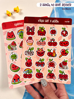 2’li Meyve Sticker Seti – 40 Adet Kiraz ve Karpuz Sticker Bullet Journal & Scrapbook