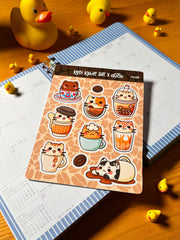 Kedi Kahve Sticker Seti – 10 Adet Bullet Journal & Scrapbook Dekoratif Kedi Kahve Etiket