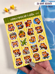 Kırmızı Panda Sticker Seti – 20 Adet Bullet Journal & Scrapbook Dekoratif Kawaii Kırmızı Panda Etiket