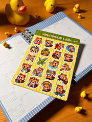 Kırmızı Panda Sticker Seti – 20 Adet Bullet Journal & Scrapbook Dekoratif Kawaii Kırmızı Panda Etiket