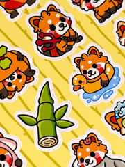 Kırmızı Panda Sticker Seti – 20 Adet Bullet Journal & Scrapbook Dekoratif Kawaii Kırmızı Panda Etiket