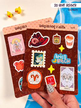 Koç Burcu Sticker – 20 Adet Aries Burç Sticker Bullet Journal & Scrapbook