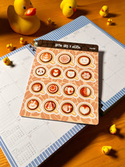 Latte Art Sticker Seti – 15 Adet Bullet Journal & Scrapbook Dekoratif Kahve Etiket