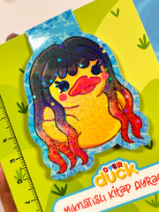 OverDuck Simli Hologramlı Mıknatıslı Kitap Ayracı – Glitter Duck Logo Magnetic Bookmark