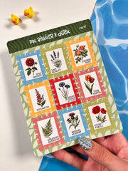 Pul Bitkiler Sticker Seti – 2 Sayfa 18 Adet Bullet Journal & Scrapbook Dekoratif Bitki Etiket