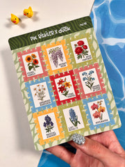 Pul Bitkiler Sticker Seti – 2 Sayfa 18 Adet Bullet Journal & Scrapbook Dekoratif Bitki Etiket
