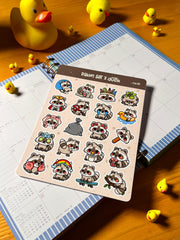 Rakun Sticker Seti – 20 Adet Bullet Journal & Scrapbook Dekoratif Kawaii Rakun Etiket