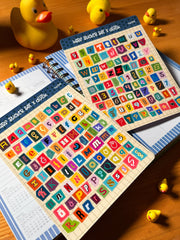 Türkçe Ransom Harf Sticker Seti – 2 Sayfa 183 Adet Bullet Journal & Scrapbook Alfabe Etiket