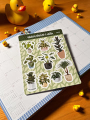 Saksıda Bitkiler Sticker Seti – 9 Adet Bullet Journal & Scrapbook Dekoratif Bitki Etiket