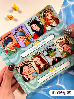 8’li Ünlü Ressamlar Mıknatıslı Kitap Ayracı Seti – Famous Artists Magnetic Bookmark (Van Gogh, Vermeer, Rembrandt, Leonardo da Vinci, Salvador Dalí, René Magritte, Frida Kahlo)