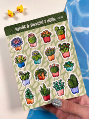 4’lü Bitki Sticker Seti – 53 Adet Kaktüs, Sukulent, Yaprak & Saksı Bitkisi Sticker Bullet Journal & Scrapbook