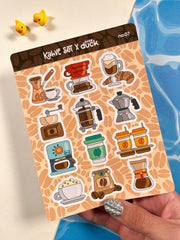 4’lü Kahve Sticker Seti – 46 Adet Coffee & Kawaii Cat Sticker Bullet Journal & Scrapbook