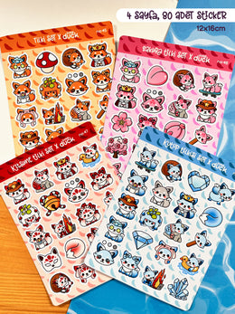 4’lü Tilki Sticker Seti – 80 Adet Tilki & Kitsune & Sakura Tilki & Kutup Tilkisi Sticker Bullet Journal & Scrapbook