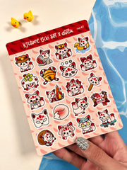 4’lü Tilki Sticker Seti – 80 Adet Tilki & Kitsune & Sakura Tilki & Kutup Tilkisi Sticker Bullet Journal & Scrapbook