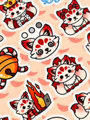 2’li Hayvan Sticker Seti – 40 Adet Kitsune Tilki ve Sakura Tilki Sticker Bullet Journal & Scrapbook