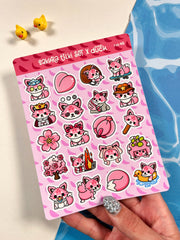 2’li Hayvan Sticker Seti – 40 Adet Kitsune Tilki ve Sakura Tilki Sticker Bullet Journal & Scrapbook