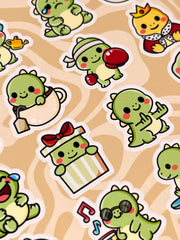 2’li Hayvan Sticker Seti – 40 Adet Rakun ve T-Rex Dinozor Sticker Bullet Journal & Scrapbook