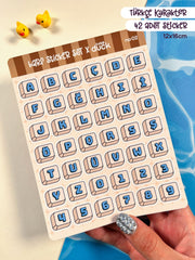 Türkçe Harf & Sayı Sticker Seti – 42 Adet Bullet Journal & Scrapbook Alfabe Etiket