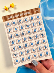 Türkçe Harf & Sayı Sticker Seti – 2 Sayfa 84 Adet Bullet Journal & Scrapbook Alfabe Etiket
