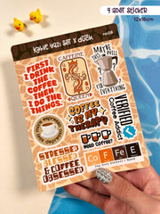 Kahve Yazı Sticker Seti – 9 Adet Bullet Journal & Scrapbook Dekoratif Kahve Yazı Etiket