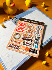Kahve Yazı Sticker Seti – 9 Adet Bullet Journal & Scrapbook Dekoratif Kahve Yazı Etiket