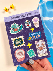 Yengeç Burcu Sticker – 20 Adet Cancer Burç Sticker Bullet Journal & Scrapbook