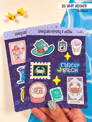 Yengeç Burcu Sticker – 20 Adet Cancer Burç Sticker Bullet Journal & Scrapbook