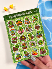 2’li Hayvan Sticker Seti – 40 Adet Sarı Ördek ve Yeşilbaş Ördek Sticker Bullet Journal & Scrapbook