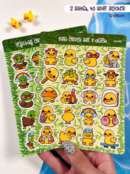 2’li Hayvan Sticker Seti – 40 Adet Sarı Ördek ve Yeşilbaş Ördek Sticker Bullet Journal & Scrapbook